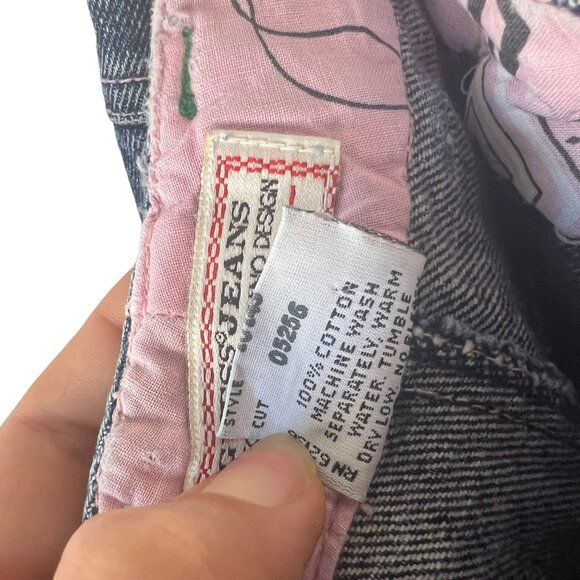 Vintage 90s Guess Acid Wash high Rise Patchwork Straight Leg Jeans 1 - Picture 5 of 10